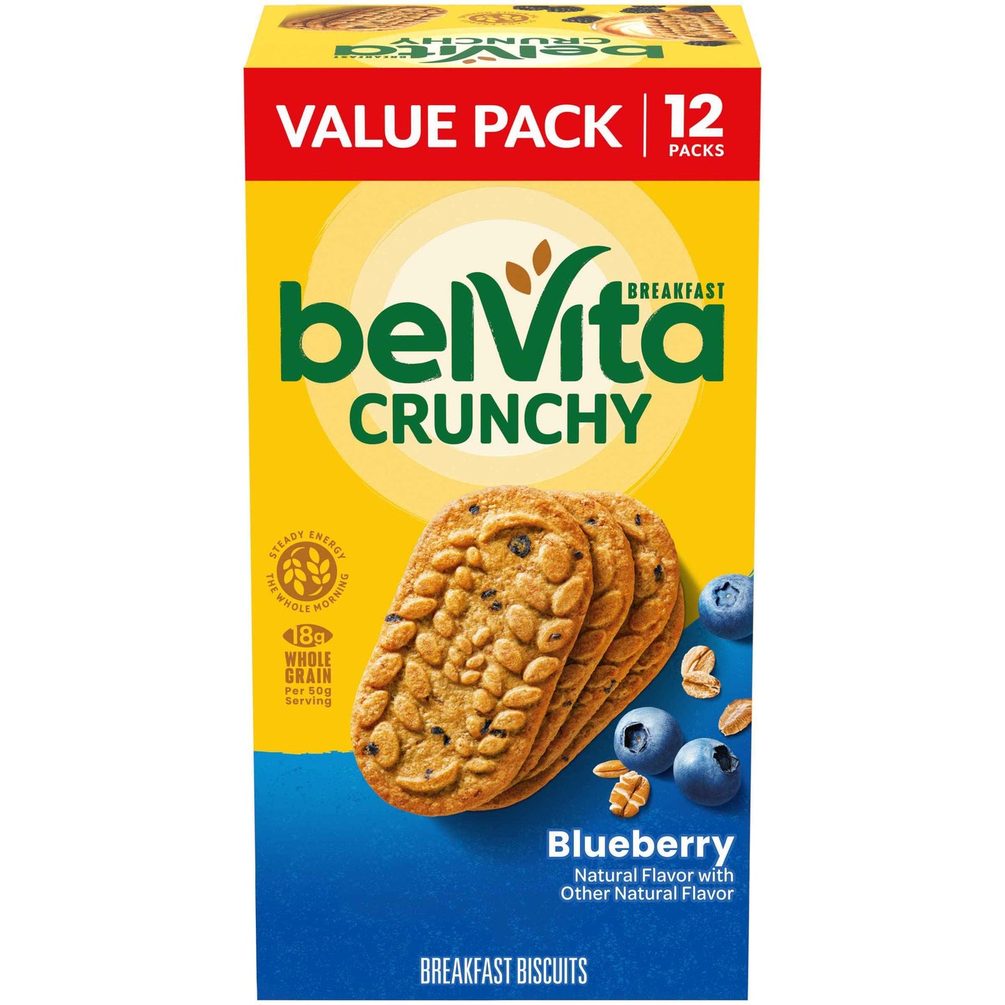 belVita Blueberry Breakfast Biscuits – Commute Snack for Professionals, Slow-Release Carbs for Long Meetings