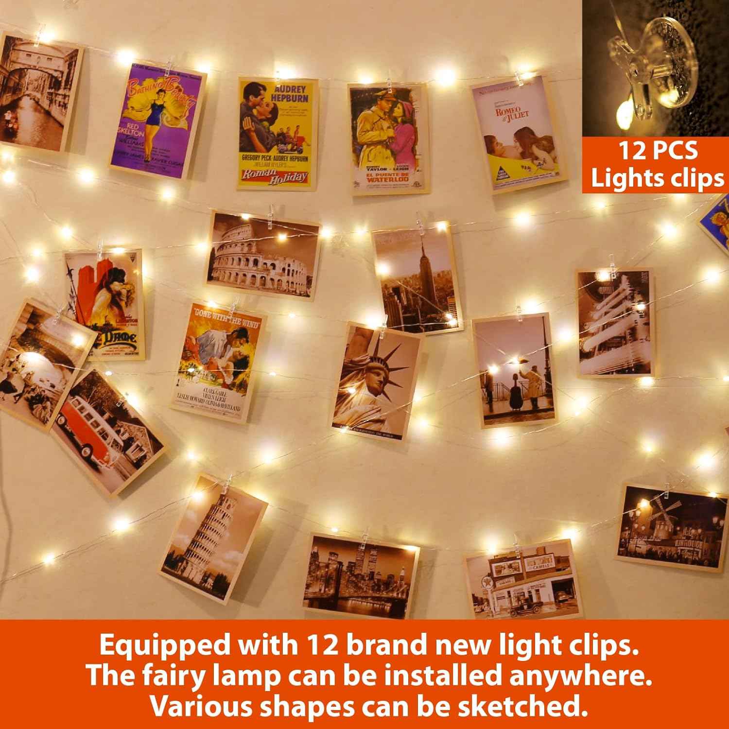 HXWEIYE 120LED Photo Clip String Lights – Sentimental Birthday Gift for Her with Polaroid Display and Warm Glow