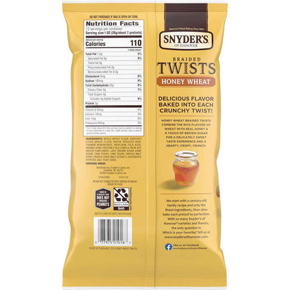 Snyder's of Hanover Honey Wheat Braided Pretzel Twists – Patio and Picnic Shareable Snack, 12 oz Bag