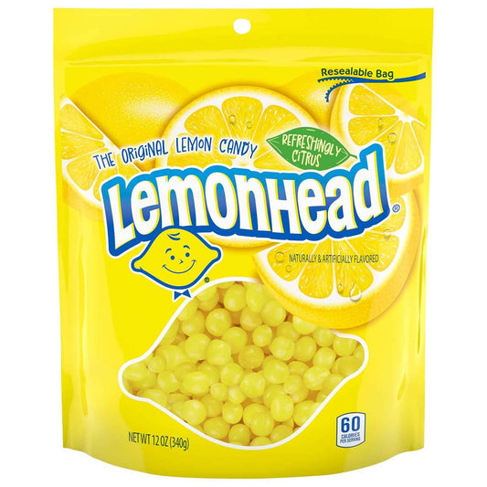 Lemonhead Hard Lemon Candy – Chemo Taste Reset Hard Candy Pick, Resealable 12 oz