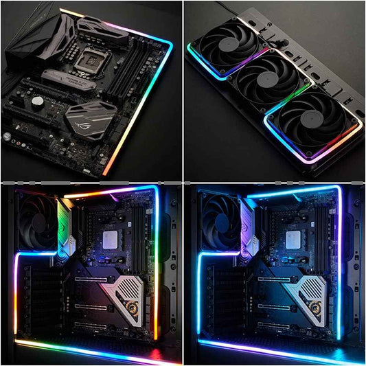 NEON Magnetic ARGB PC LED Strip Kit – Thoughtful Birthday Gift for PC Builders & DIY Hobbyists, 2x15.7in Addressable RGB with 12 Magnets