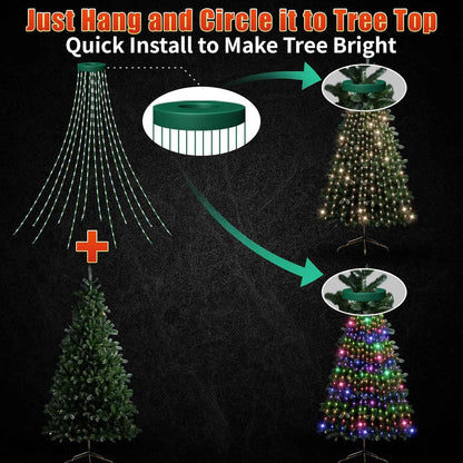 Kringle Bros Christmas Tree Lighting Ring – Aesthetic Bedroom & Family Room Glow, Warm White & Multicolor Modes
