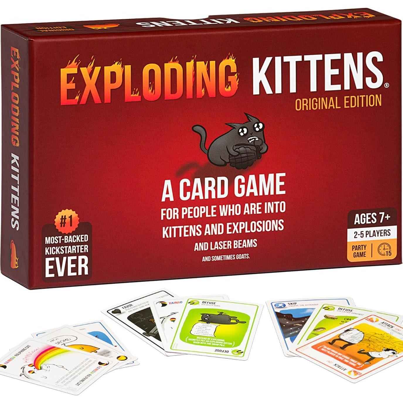 Exploding Kittens Party Pack – Campground Picnic Table Game for Families, 0.53 lb Travel Size