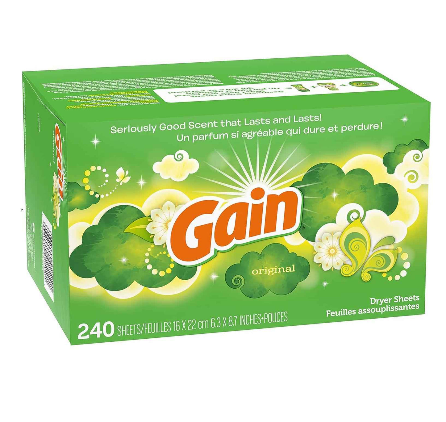 Gain Dryer Sheets Original Scent – One-Sheet Laundry Solution for Clutter-Free Routines, 120 Count