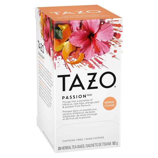 TAZO Passion Herbal Tea Bags – Caffeine-Free 3 PM Workday Ritual with a Piece of Chocolate