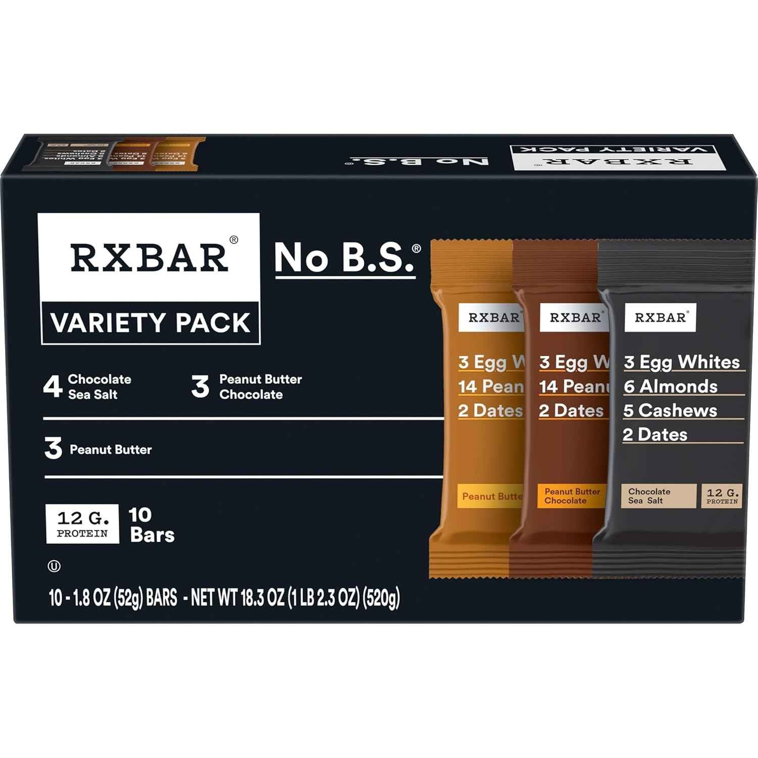 RXBAR Protein Bars Variety Pack – Office Desk Snack for Focused Mid-Work Fuel, 12g Protein Energy Boost