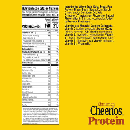 Cheerios Protein Cereal, Cinnamon – Easy Office Pantry Cereal for Busy Professionals, 2-Pack