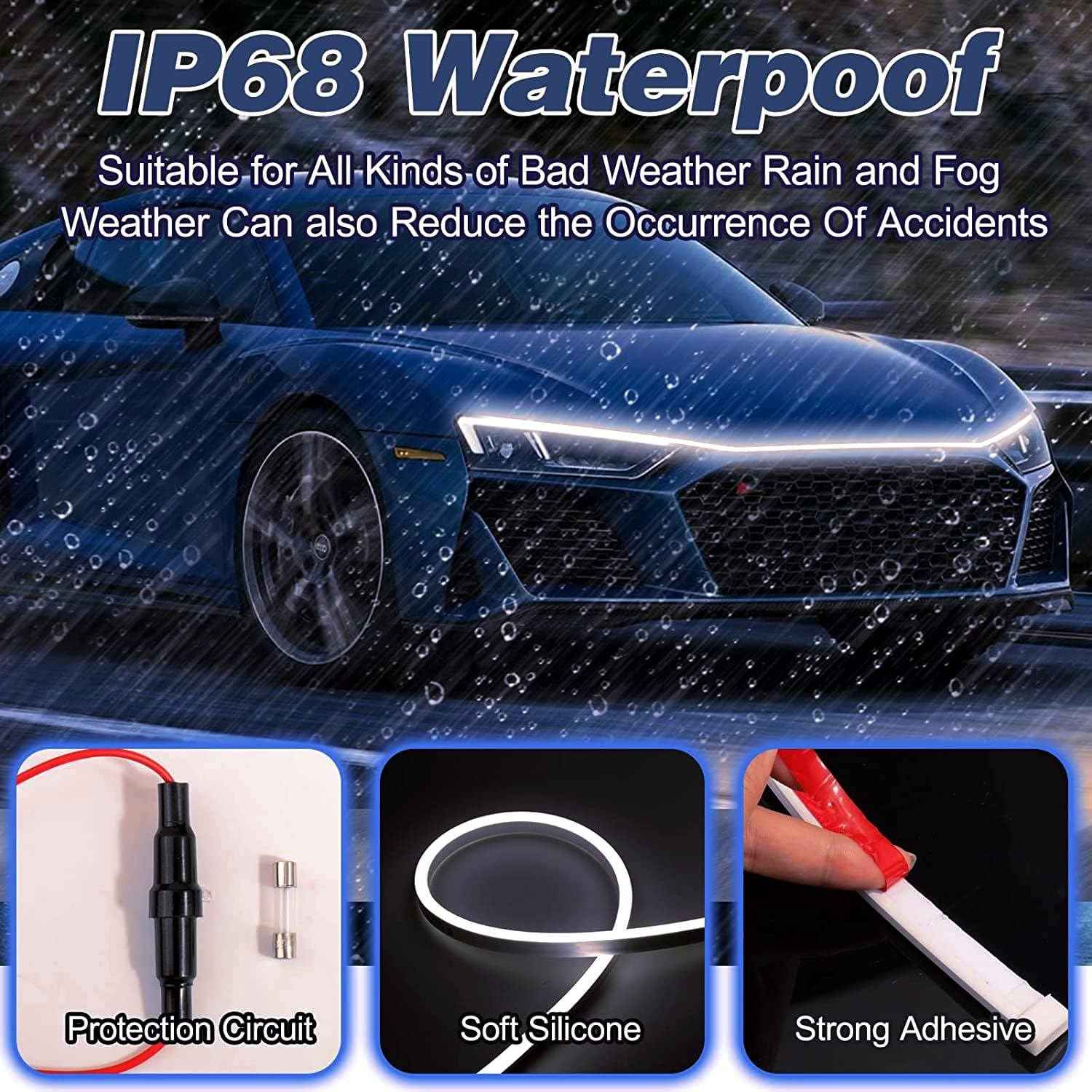 70-Inch Waterproof LED Strip – Hood and Engine Bay Outdoor Decor, Withstands Rain and Car Washes