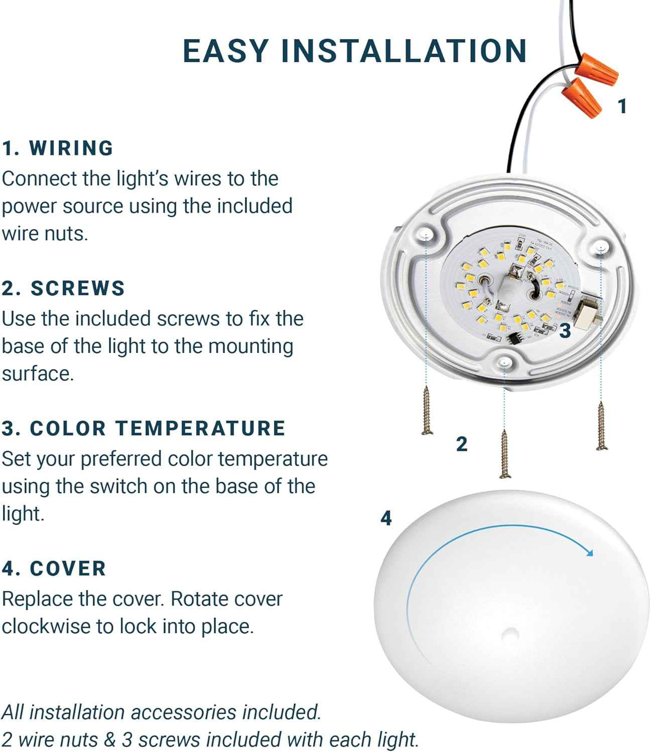 PARMIDA 5CCT LED Dome Light – Cozy Ambiance Fixture for RV Bedrooms & Motorhome Living Areas, 4.5 Inch Dimmable, 6 Pack