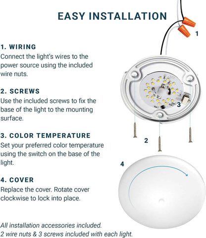 PARMIDA 5CCT LED Dome Light – Cozy Ambiance Fixture for RV Bedrooms & Motorhome Living Areas, 4.5 Inch Dimmable, 6 Pack