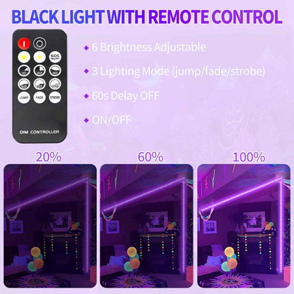 BlacklightCo UV LED Strip – Child-Friendly Glow Party Light for School Projects and Family Game Night