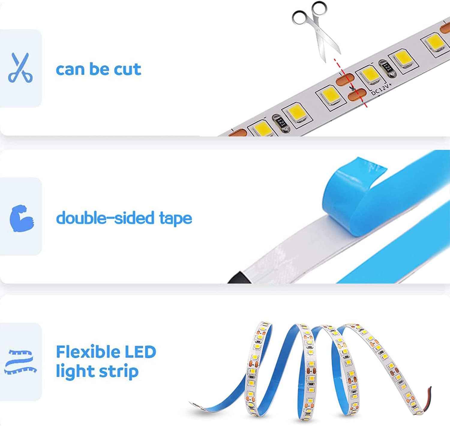 Lumiglow 600 LED Strip Light – Clean-Line Accent for Minimalist Bedroom, Slim 16.4ft Natural White Tape