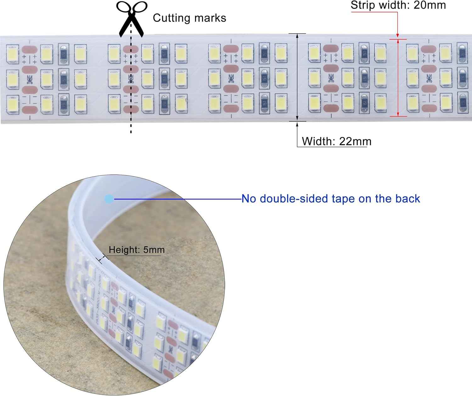 Muzata 12V Low-Heat LED Strip – Cool-to-Touch Daylight Tape for Homes with Kids and Pets