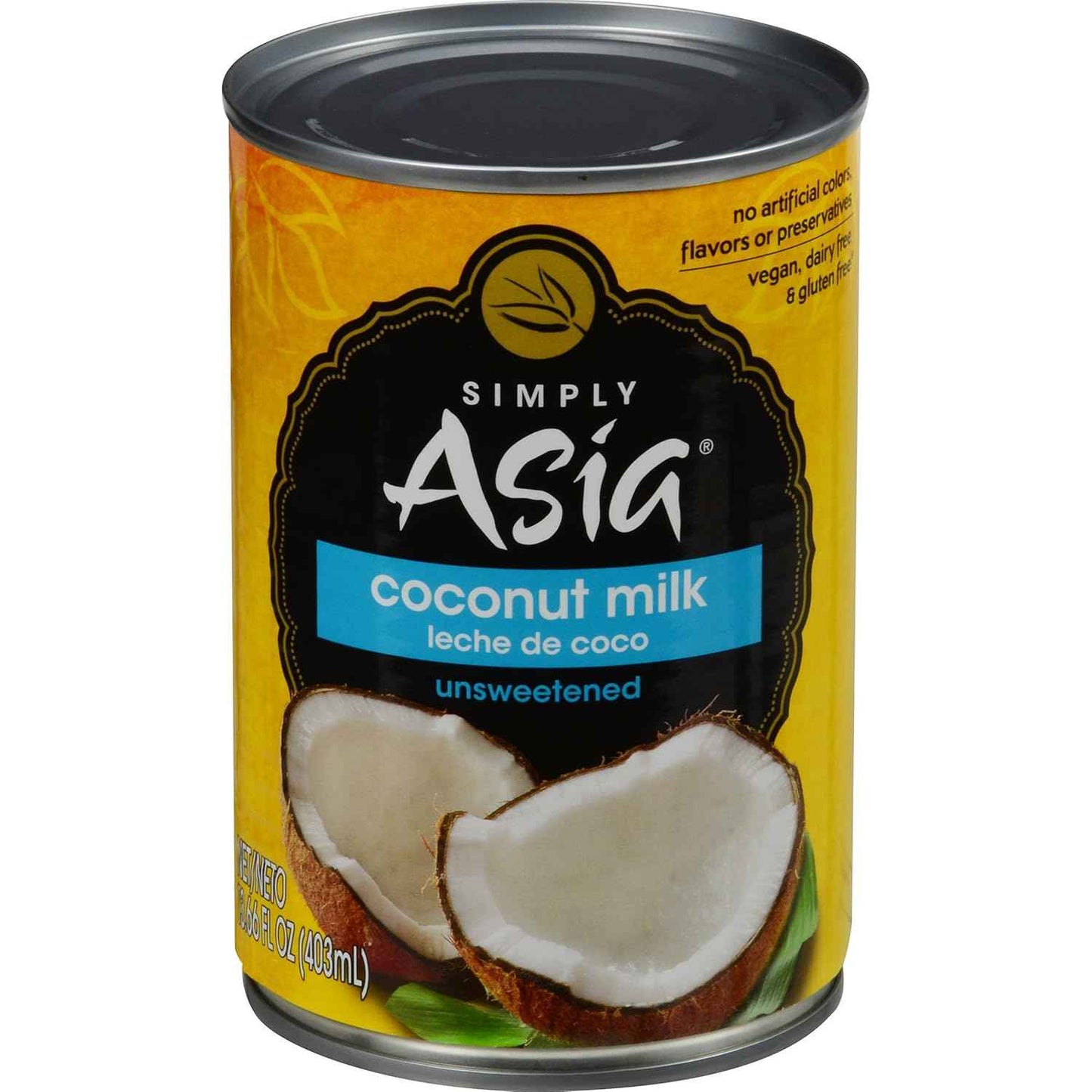 Simply Asia Unsweetened Coconut Milk for Streamlined Kitchens, 13.66 fl oz Clean-Label Can for Capsule Pantry Essentials
