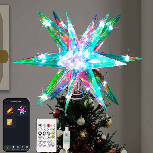 Hanging Christmas Star for Front Porch – Detachable LED Festival Light, App Control Colors