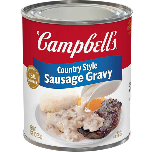 Campbell's Country Style Sausage Gravy, 13.8 oz Can – Kid-Friendly Sausage Gravy for Biscuits, Hash Browns, and Eggs
