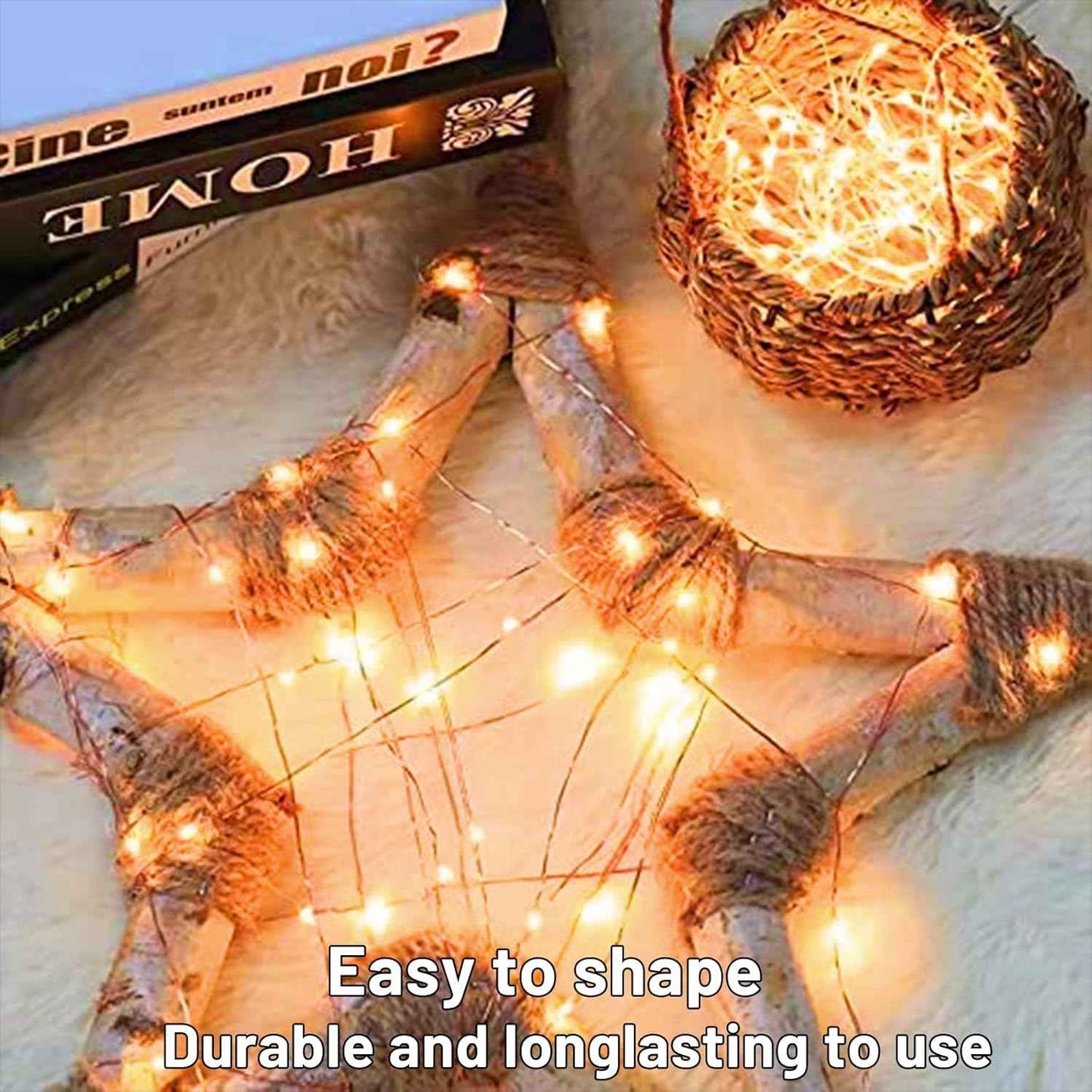 LuminGlow LED Fairy Lights – Less-Is-More Bedroom Aesthetic, Simple 13FT Silver Wire String Lights 6 Pack with Timer Warm White