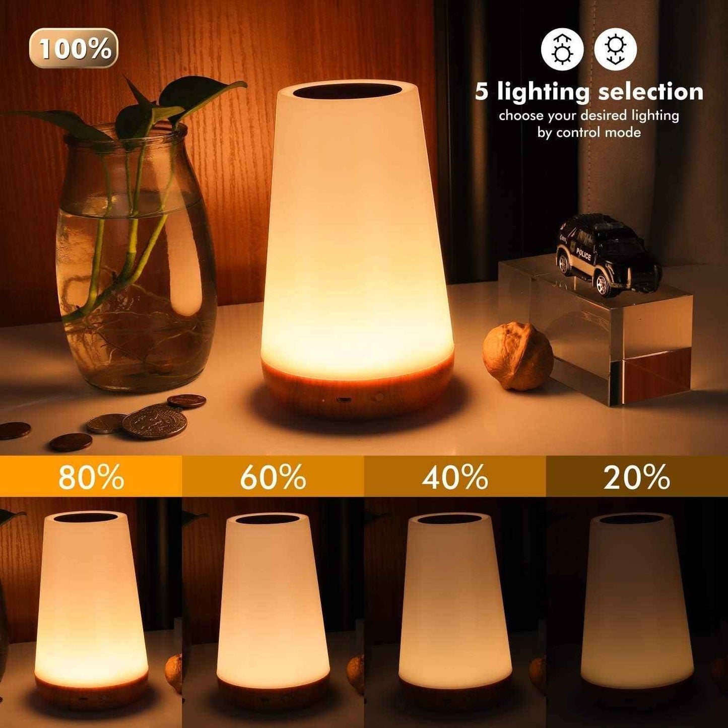 THAUSDAS Night Light for Sleep and Relaxation – Dimmable Touch Lamp with Warm Glow and 13 Calming RGB Colors for Bedtime Wind-Down Routine
