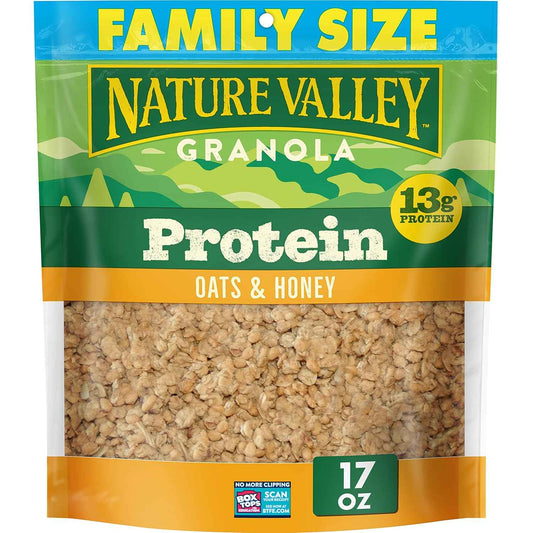 Nature Valley Protein Granola – Kid-Approved Breakfast Cereal, Honey Oat Clusters for Family Mornings