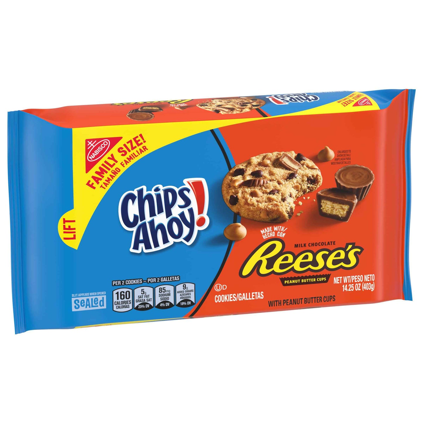 CHIPS AHOY! Reese's Peanut Butter Cup Cookies, Shareable Resealable Pouch for Long Study Sessions and Focus Breaks