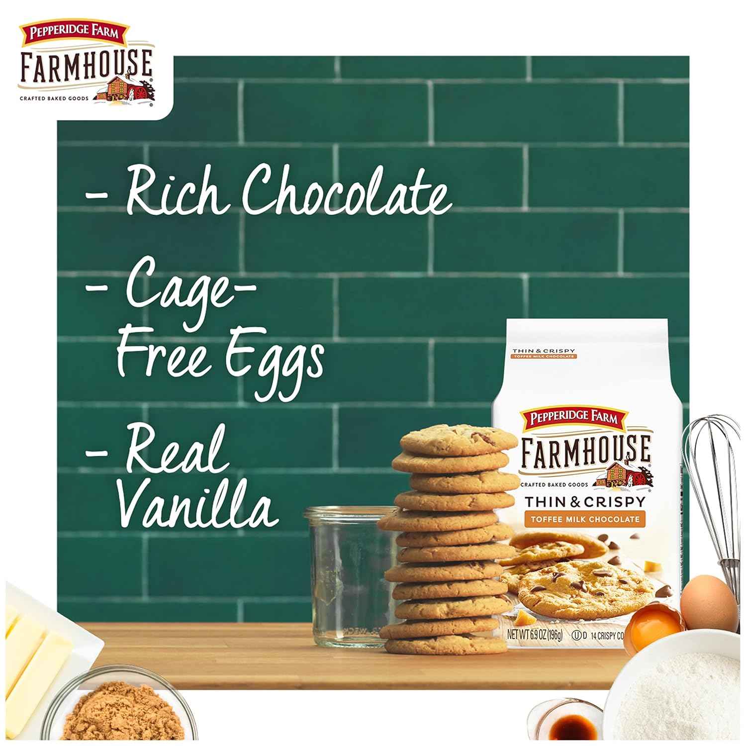 Pepperidge Farm Farmhouse Thin & Crispy Cookies – Better-for-You Indulgent Treat, No Artificial Additives