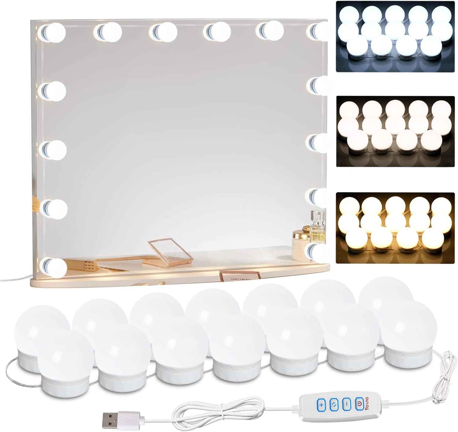 LuminGlow Simple Vanity Strip – Clean Line LED Bulbs in White, Adjustable Spacing for an Uncluttered Setup