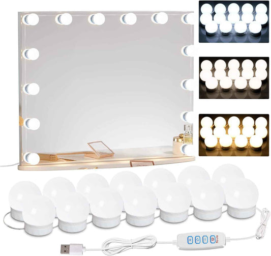 LuminGlow Simple Vanity Strip – Clean Line LED Bulbs in White, Adjustable Spacing for an Uncluttered Setup