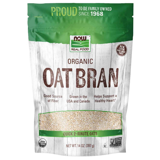 NOW Foods Organic Oat Bran – Single-Ingredient Pantry Staple for Clutter-Free Kitchens, 14 oz