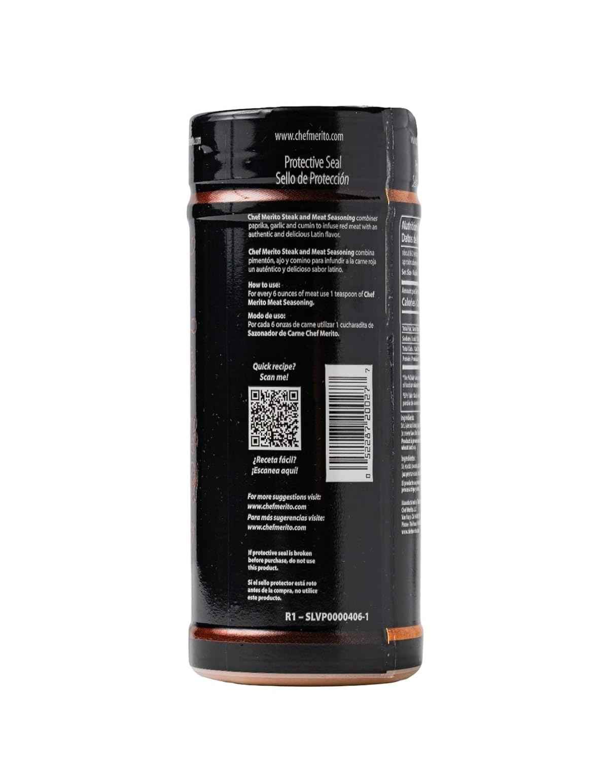 Chef Merito Carne Asada Meat Seasoning, 14 Ounce – Mindful Pantry Staple for Clean Ingredient Home Cooking