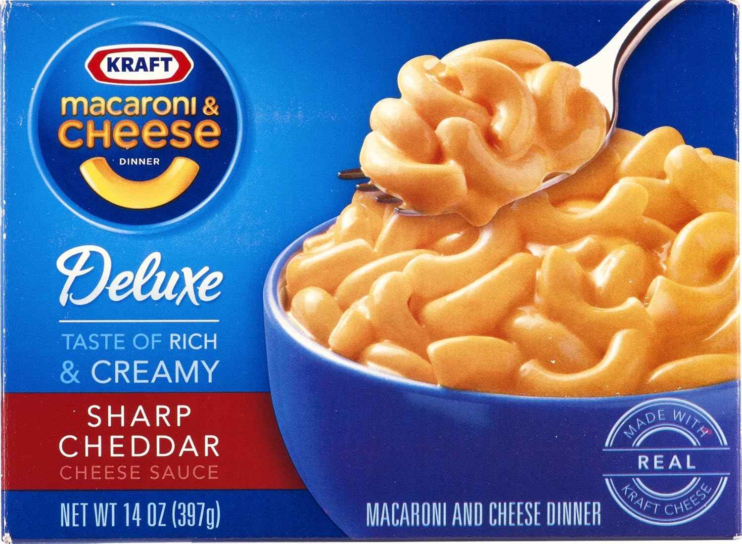 Kraft Deluxe Sharp Cheddar Macaroni & Cheese Comfort Bowl for Cozy Nights and Post-Work Relaxation
