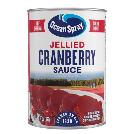 Ocean Spray Jellied Cranberry Sauce – Kid-Friendly Thanksgiving Side for the Family Table, 14 Oz Can Pack of 1