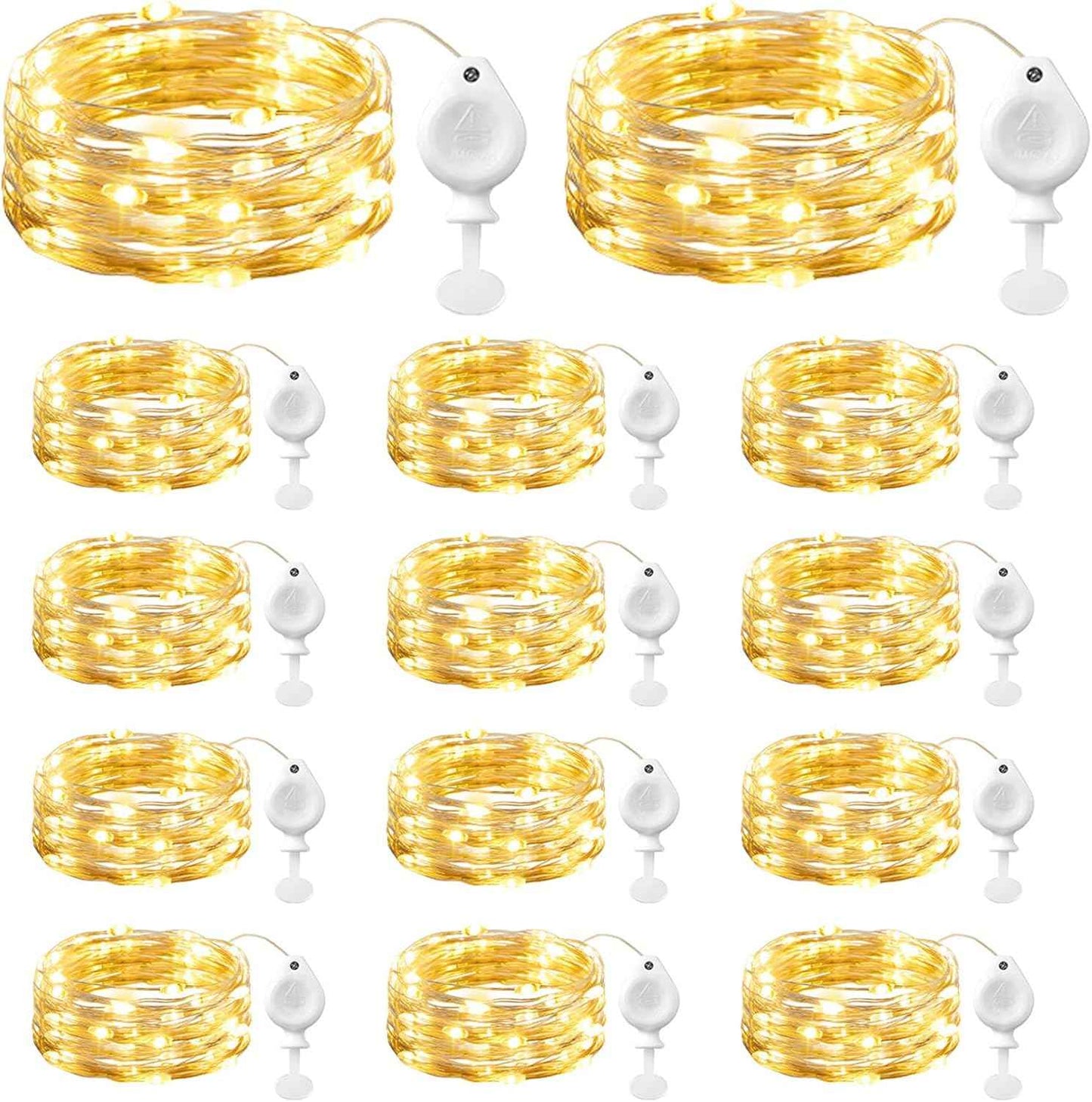 Brightown Battery Fairy Lights 14 Pack – Romantic Valentine's Day Gift for Her, 7ft Silver Wire Twinkle Lights for Wedding and Home