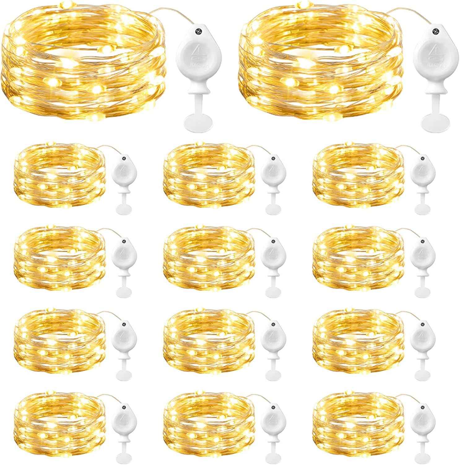 Brightown Battery Fairy Lights 14 Pack – Romantic Valentine's Day Gift for Her, 7ft Silver Wire Twinkle Lights for Wedding and Home