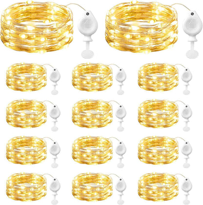 Brightown Battery Fairy Lights 14 Pack – Romantic Valentine's Day Gift for Her, 7ft Silver Wire Twinkle Lights for Wedding and Home