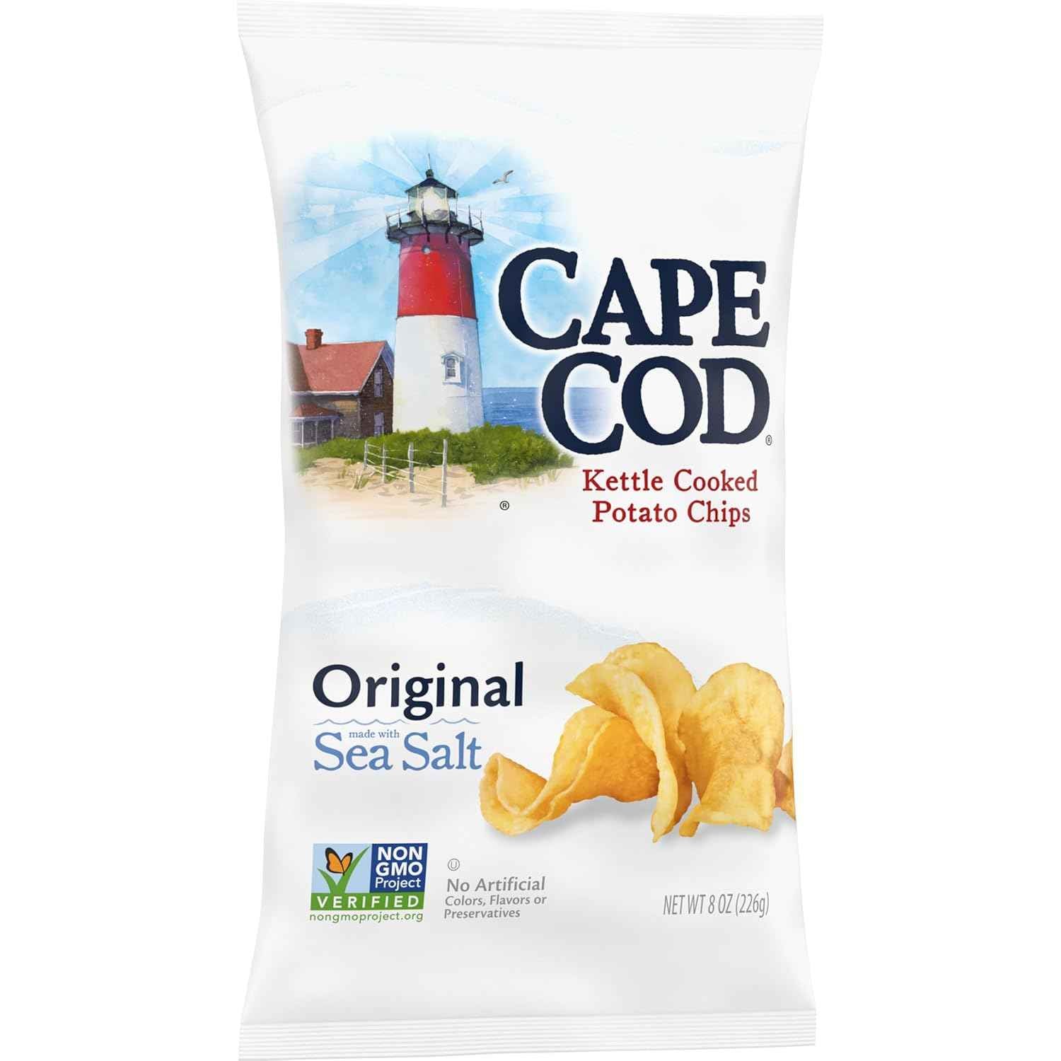 Cape Cod Less Fat Original Kettle Chips – After-School Snack Pack for Family Snack Drawers