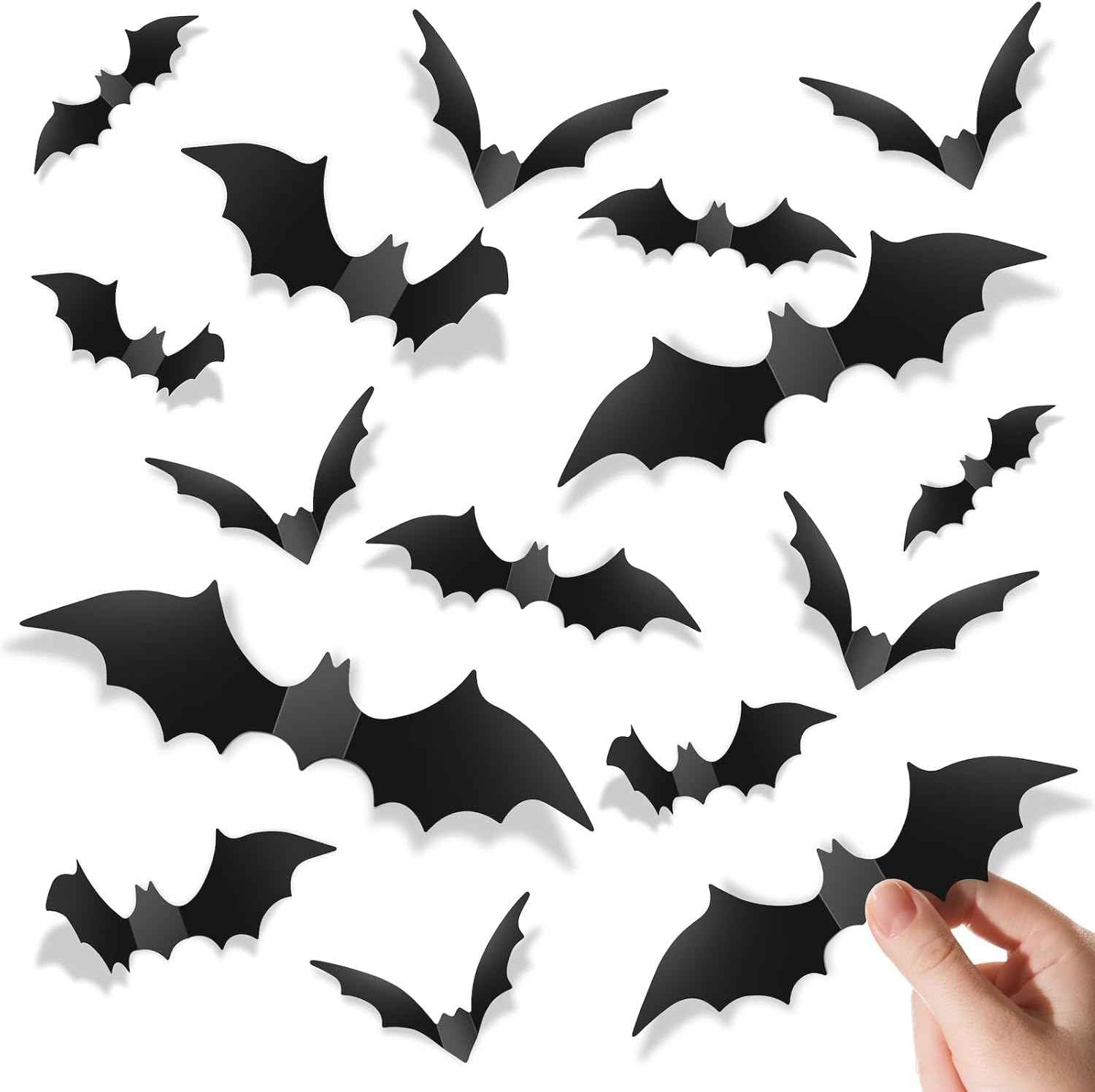 Piteno® Outdoor Halloween Bat Decor 140 Pack, Waterproof PVC 3D Bats for Porch, Patio, and Entryway Trick-or-Treat Night