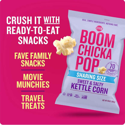 Angie's BOOMCHICKAPOP Kettle Corn Gluten Free Party Size – Lower Sugar Whole Grain Snack for Wellness Routines and Curbing Cravings