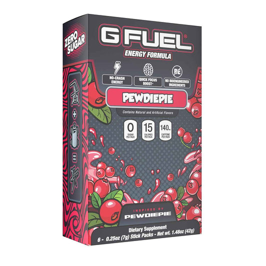 G Fuel PewDiePie Energy Powder Packets – Pre-Workout Focus Supplement for Home Office and Remote Work Fuel