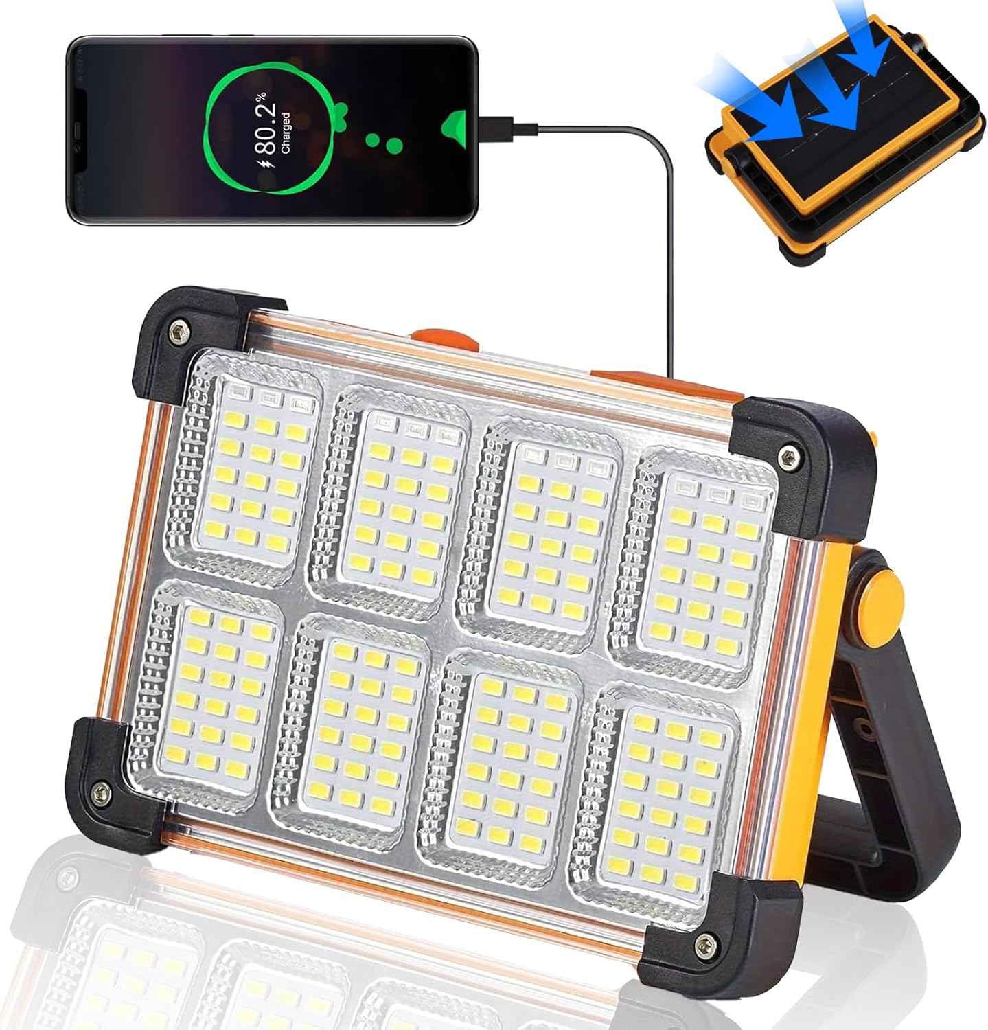 LUMENHUB Portable LED Work Light – Backyard & Campsite Floodlight, 144 LED Solar Powered