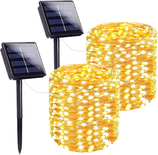 Luminex Solar String Lights – Patio and Camping String Lights, Waterproof 144FT Copper Wire with 8 Modes