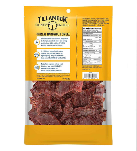 Tillamook Country Smoker Zero Sugar Beef Jerky, Black Pepper, 6.5 Ounce — Steady-Energy Office Snack Between Meetings