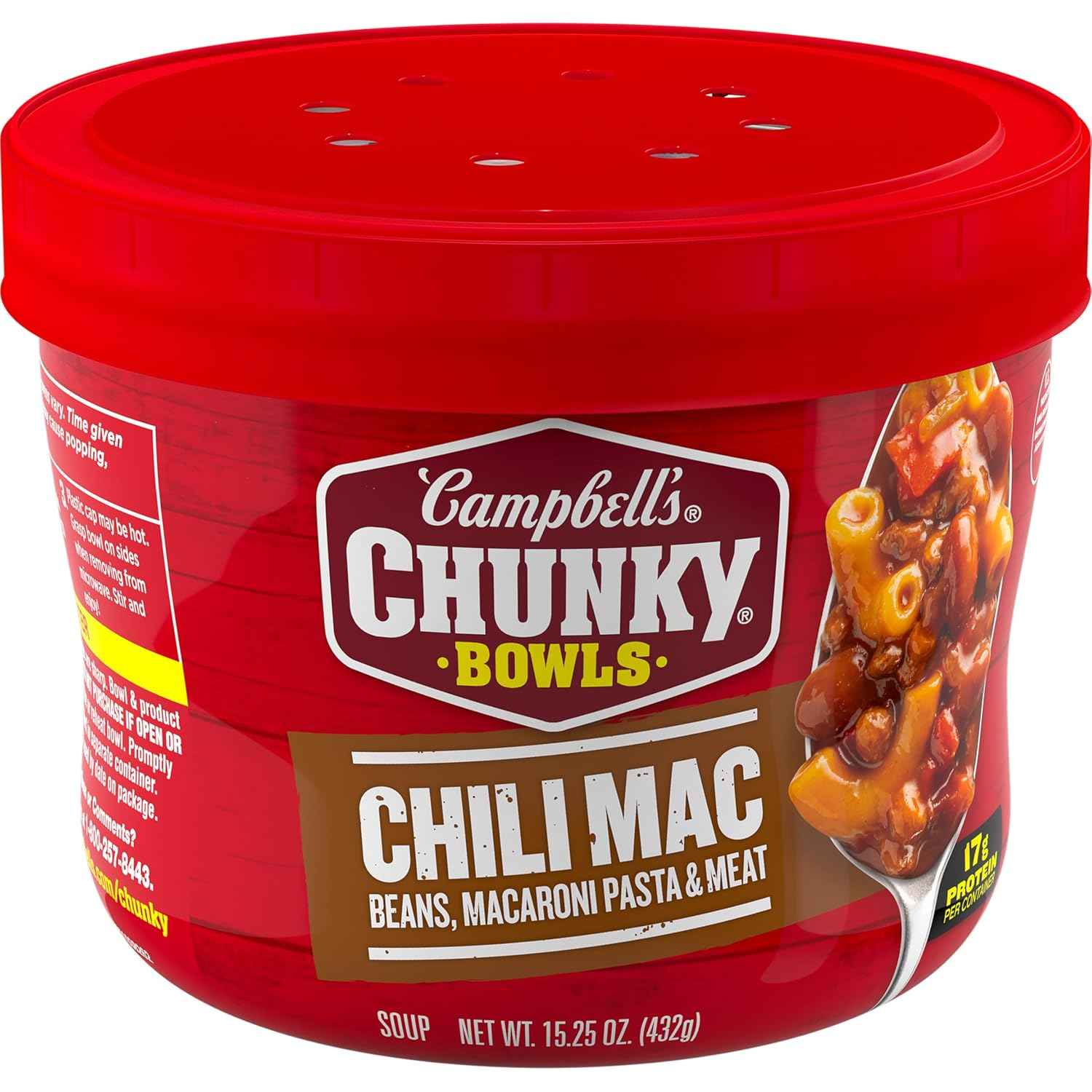 Campbell's Chunky Chili Mac Soup — No-Spice Single-Serve Bowl Safe for Picky Eaters and Young Adults