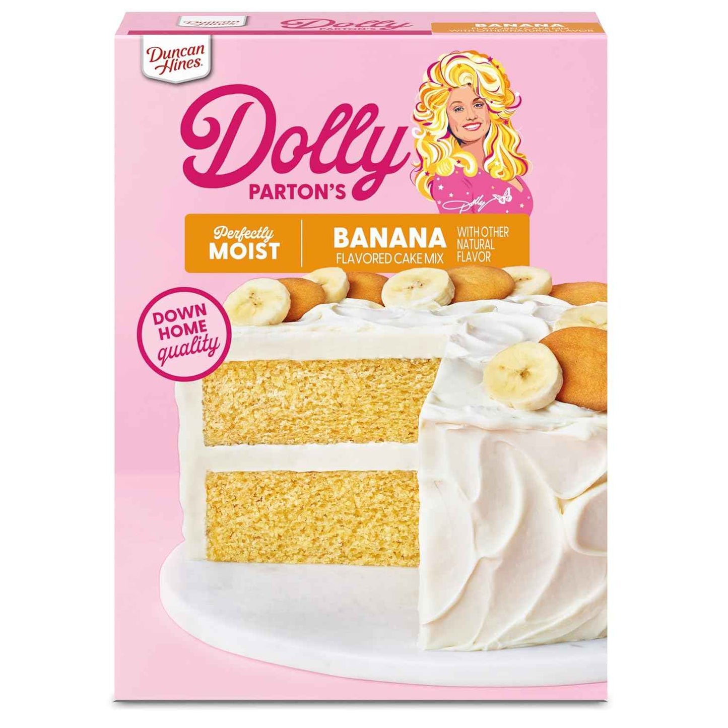Duncan Hines Dolly Parton's Favorite Banana Flavored Cake Mix, 15.25 oz. – Time-Saving Baking Shortcut for Family Kitchens