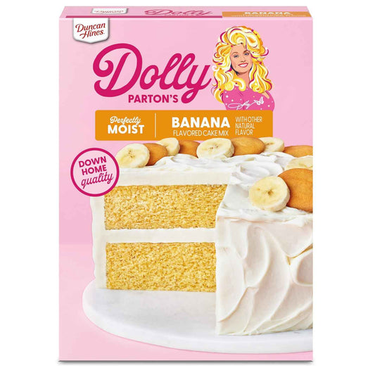 Duncan Hines Dolly Parton's Favorite Banana Flavored Cake Mix, 15.25 oz. – Time-Saving Baking Shortcut for Family Kitchens