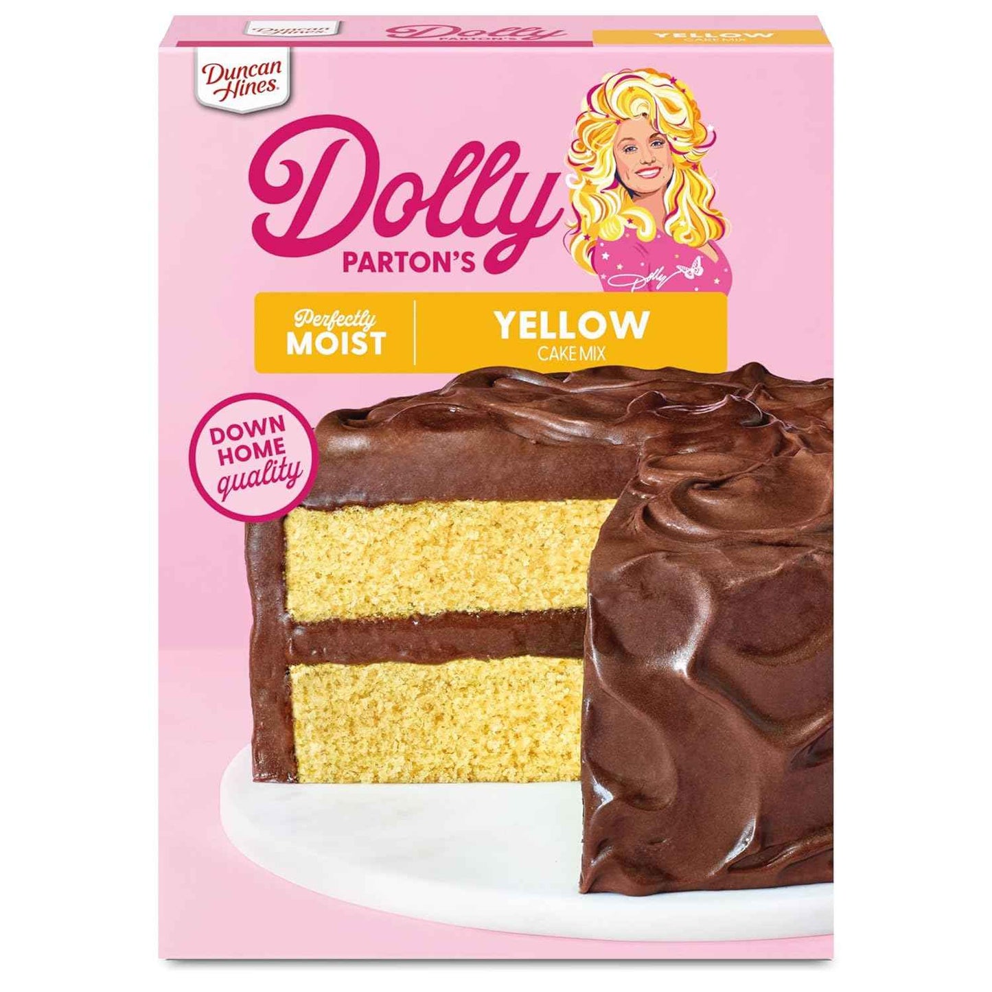 Duncan Hines Dolly Parton's Favorite Yellow Cake Mix – Easy Box Mix for Kids' Birthday Parties and School Bake Sales