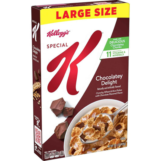 Kellogg's Special K Chocolatey Delight Cereal – Office Pantry Snack, Quick Workday Breakfast Cereal, 15.5oz