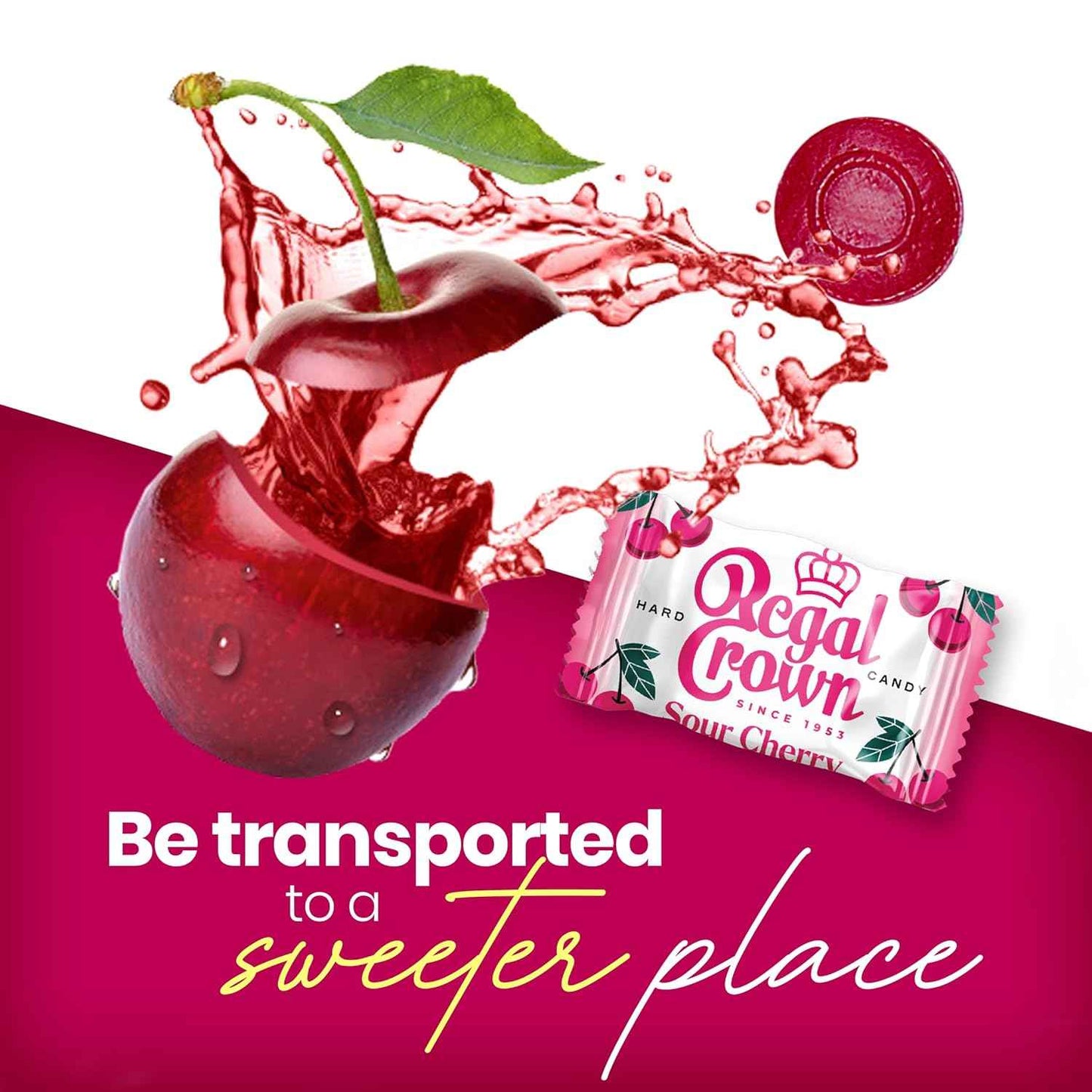 Regal Crown Sour Cherry Candy – Low-Calorie Mindful Snack, 15 Calorie Tart Cherry Treat for Self-Care Moments in Peg Bag