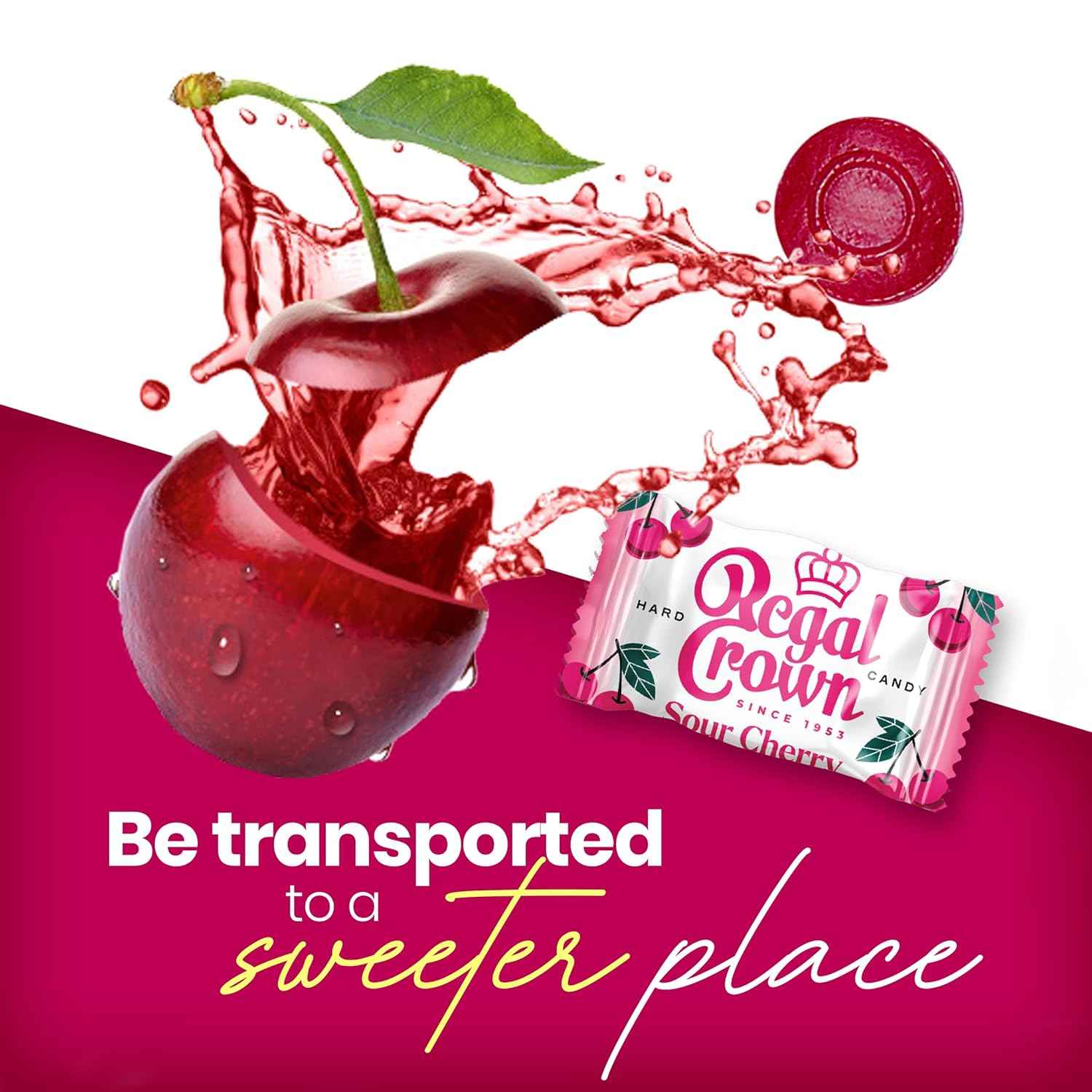 Regal Crown Sour Cherry Candy – Low-Calorie Mindful Snack, 15 Calorie Tart Cherry Treat for Self-Care Moments in Peg Bag