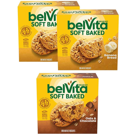 belVita Banana Bread & Oats & Chocolate Biscuit Bars – Individually Wrapped After-School Snack for Active Kids
