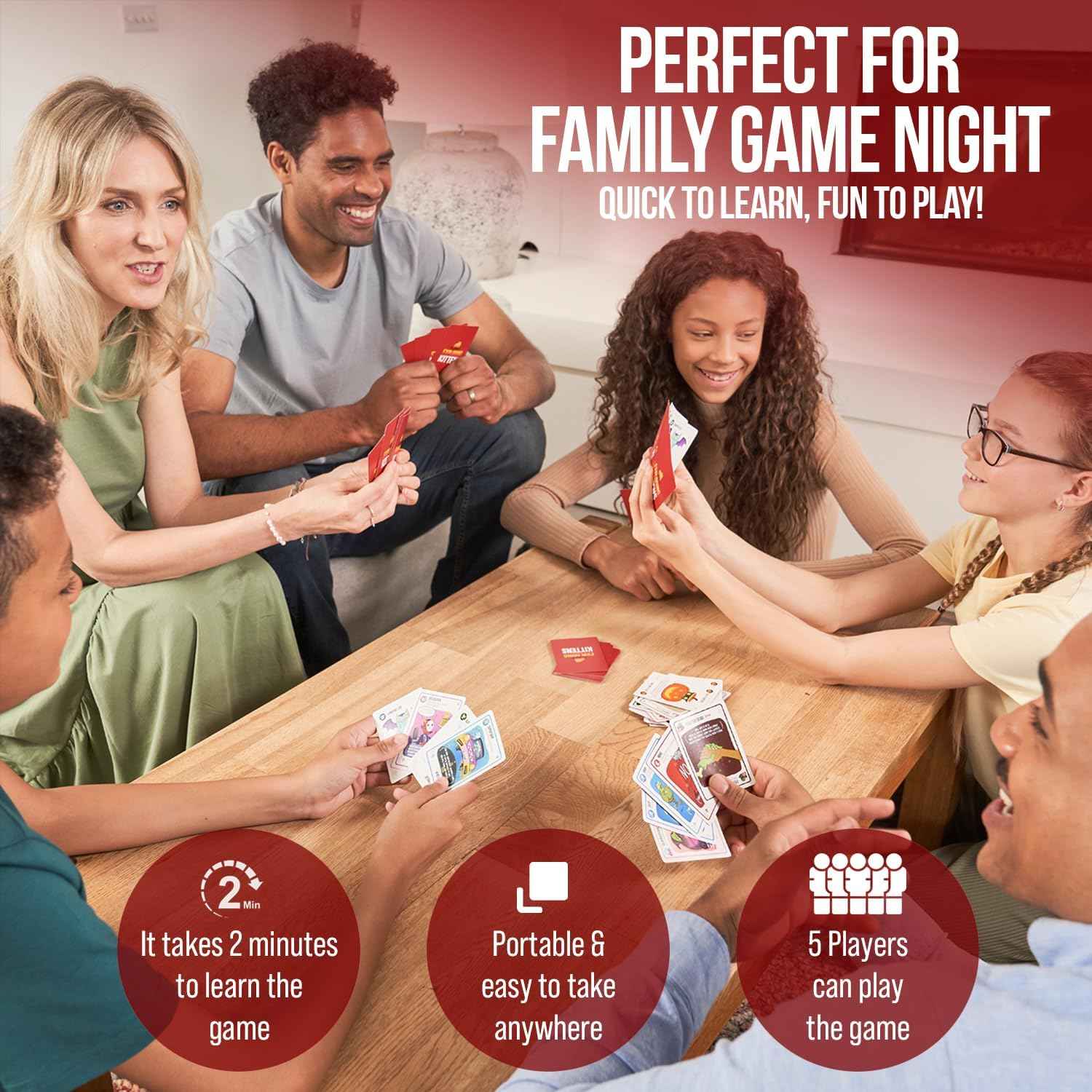 Exploding Kittens Party Pack – Campground Picnic Table Game for Families, 0.53 lb Travel Size